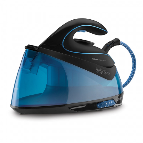 Fiare de calcat & accesorii - Statie de calcat Zelmer Aqua Steam ZIS5400, putere 2400W, presiune 6 bar, putere maxima abur 320 g, negru/albastru