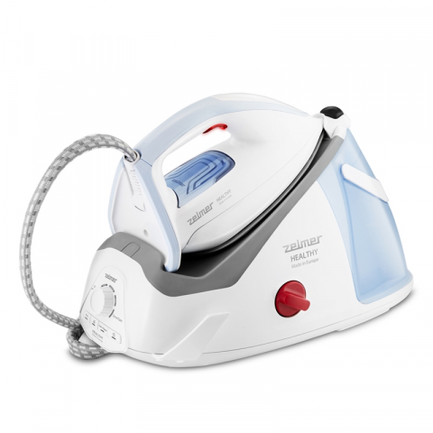 Fiare de calcat & accesorii - Statie de calcat Zelmer ZIS8700 Healthy, 2600W, 8 bari, jet abur 150 g/min, Capacitate rezervor apa 1.4 l, Curatare automata, Mod ECO, Alb/Gri