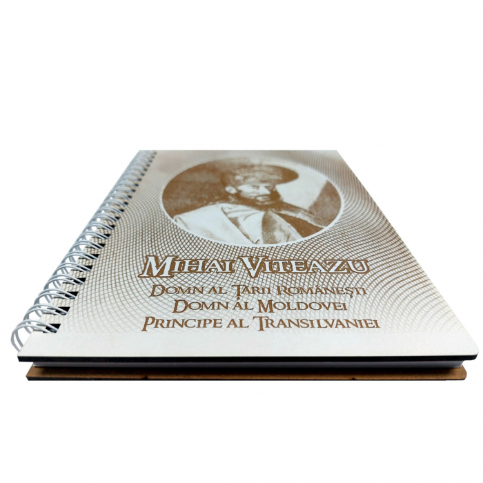 Agende A5 cu coperti gravate, din lemn, model Mihai Viteazu [4]