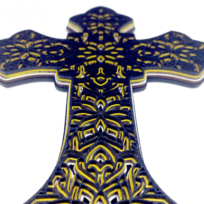 Crucifix multistrat, din lemn, 29x20 cm [3]