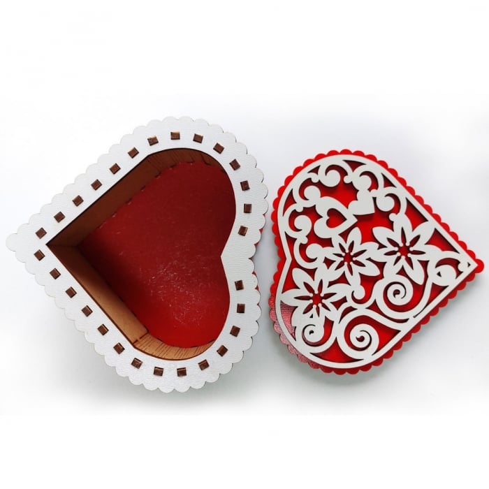 Cutie din lemn pentru bijuterii, alb/rosu [6]