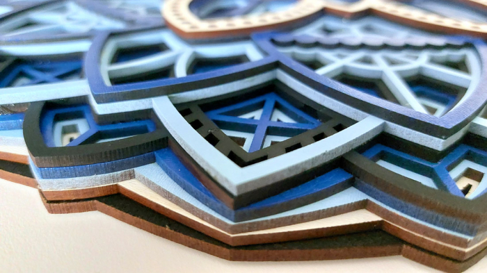 Mandala albastra, multistrat din lemn, 38 cm [1]