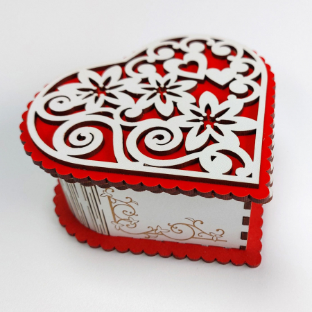 Cutie din lemn pentru bijuterii, alb/rosu [1]