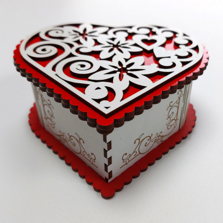 Cutie din lemn pentru bijuterii, alb/rosu [2]