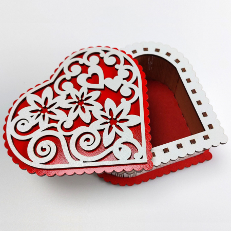 Cutie din lemn pentru bijuterii, alb/rosu [3]