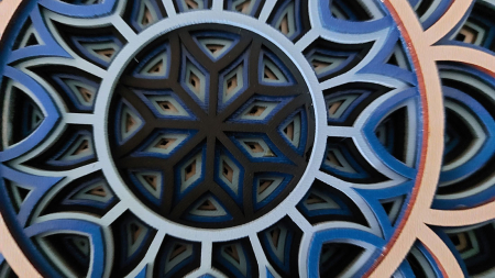 Mandala albastra, multistrat din lemn, 38 cm [1]