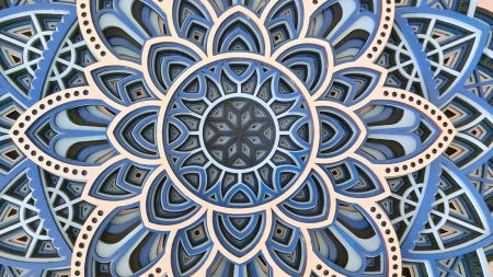 Mandala albastra, multistrat din lemn, 38 cm [2]