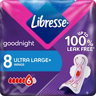 Ingrijire personala - Absorbante Libresse Goodnight Ultra Large+ cu Aripioare, 8 Bucăți – Protecție de Noapte