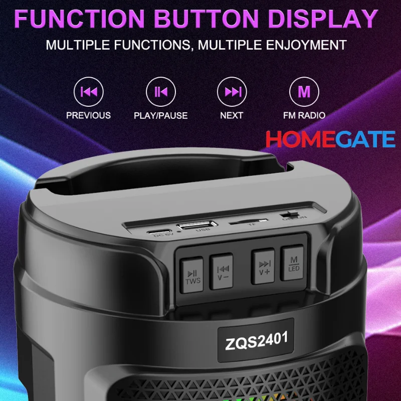 Casa&Gradina - Boxa Bluetooth portabila cu efecte LED si sunet stereo-NEGRU