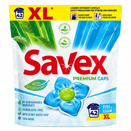 Detergenti rufe - Detergent capsule Savex Pure&Clean 42buc