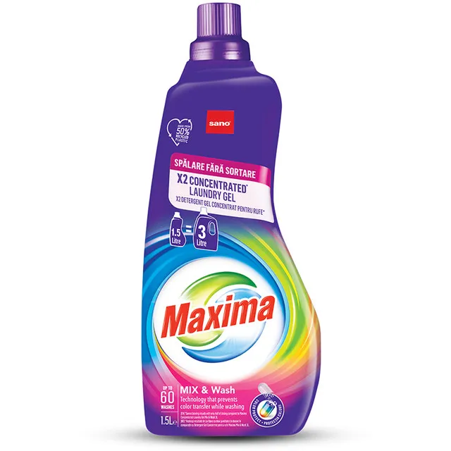 Detergenti rufe - Detergent gel Sano Maxima concentrat Mix&Wash 60sp 1.5L