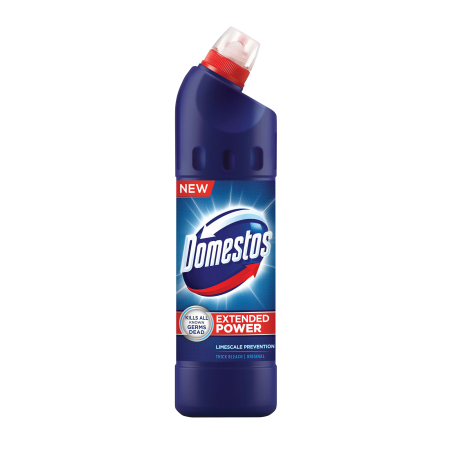 Detergenti WC - Domestos Blue Original Extended Power, dezinfectant WC cu clor și efect anticalcar, 750 ml