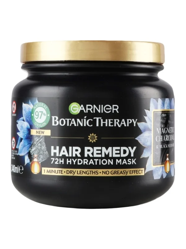 Masca de par - Mască de Păr Garnier Botanic Therapy Hair Remedy, cu Cărbune Magnetic și Ulei de Chimen Negru, 340 ml