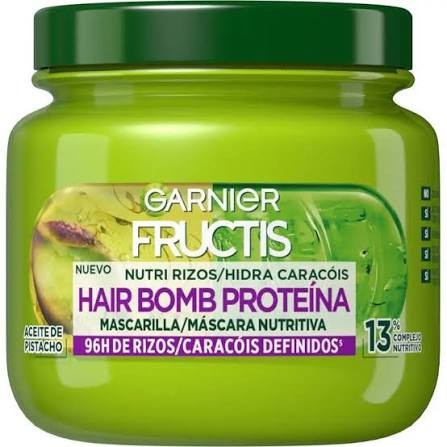 Masca de par - Mască de Păr Garnier Fructis Nutri Rizos Hair Bomb, cu Proteine și Ulei de Fistic, 320 ml