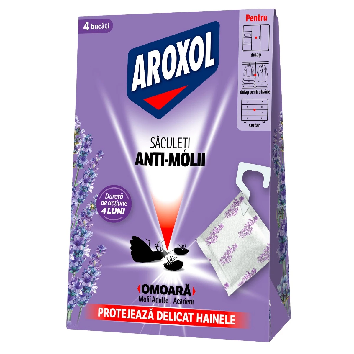 Hartie & Consumabile - Saculet Antimolii Aroxol Lavanda 4buc