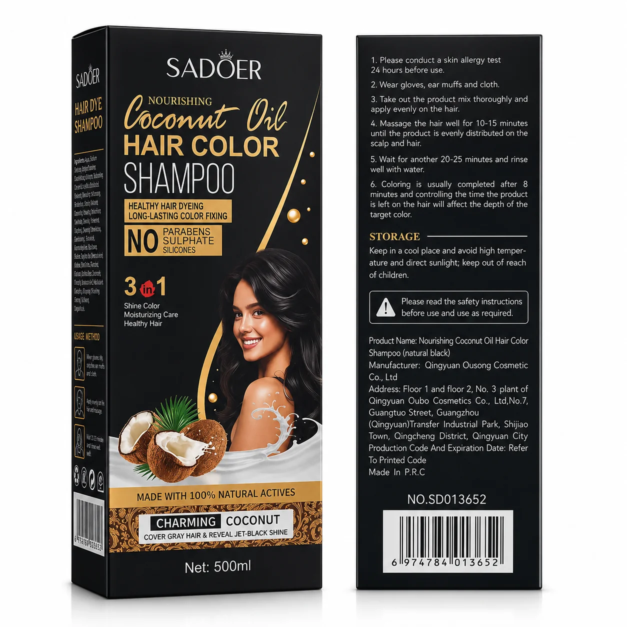 Ingrijire personala - Sampon Nuantator Sadoer Negru Cocos 500ml