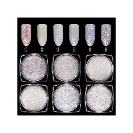 Ingrijire personala - Set 6 Sclipici White Nail Art - GSP97