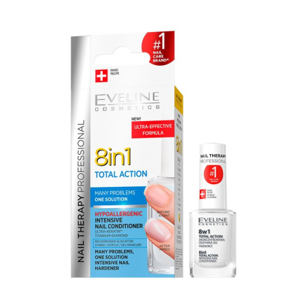 Manichiura&Pedichiura - Terapie unghii Eveline 8in1 Total Action 12ml