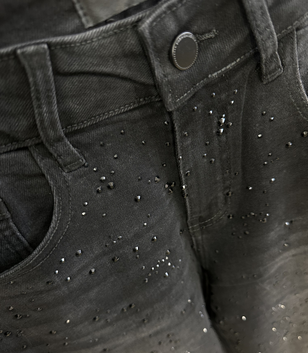 Blugi damă wide leg cu sclipici și stofă elastică. [4]