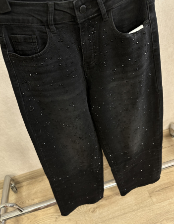 Blugi damă wide leg cu sclipici și stofă elastică. [1]