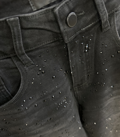 Blugi damă wide leg cu sclipici și stofă elastică. [3]