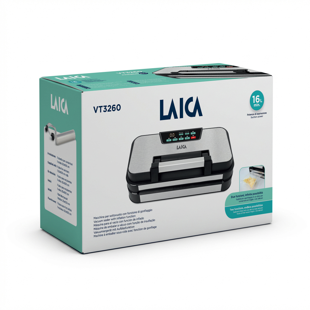 NOU: Aparat de ambalare in vid Laica VT3260, 16L/min, 125W, functie umflare, pompa dubla, pulse vacuum, sigilare dubla, [7]