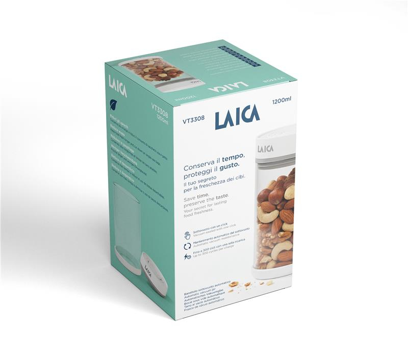 NOU: Borcan din sticlă cu vidare automată Laica VT3308, 1.2 L, păstrează prospețimea, textura și aroma intacte [3]