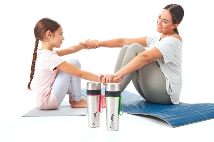 Sticlă filtrantă Sport myLaica, Inox, 0,55 litri, portabilă, Albastru, filtru Fast Disk [3]