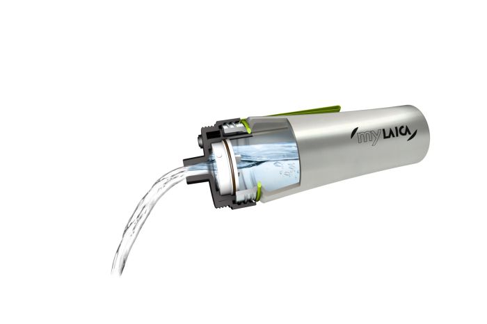 Sticlă filtranta Sport myLaica, Inox, 0,55 litri, portabilă, Gri, filtru Fast Disk [6]
