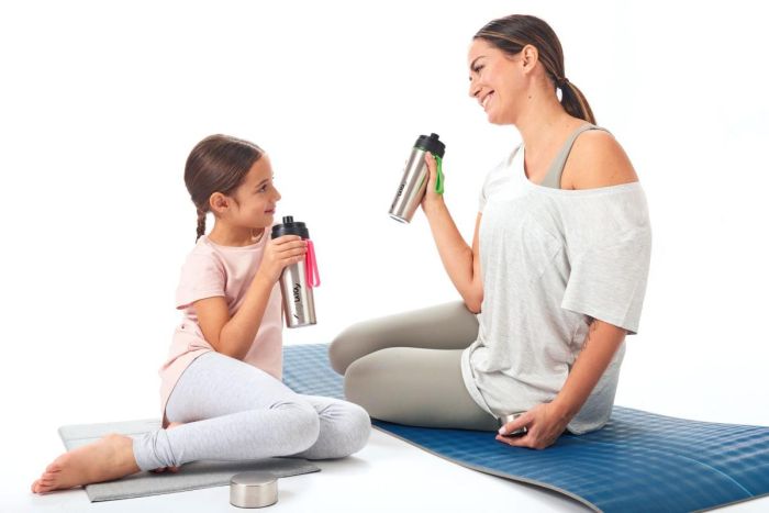 Sticlă filtrantă Sport myLaica, Inox, 0,55 litri, portabilă, Roz, filtru Fast Disk [4]