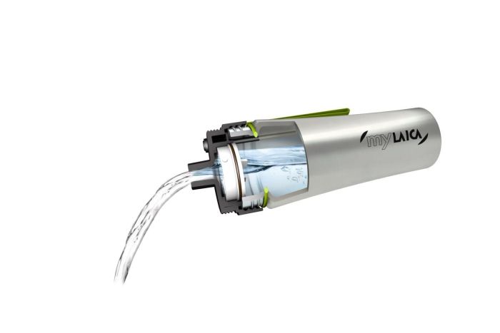 Sticlă filtrantă Sport myLaica, Inox, 0,55 litri, portabilă, Verde, filtru Fast Disk [6]