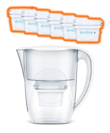 Aqua Optima - 6 filtre de apa Evolve + Cana filtranta Aqua Optima Oria, 2,8 litri, Alb