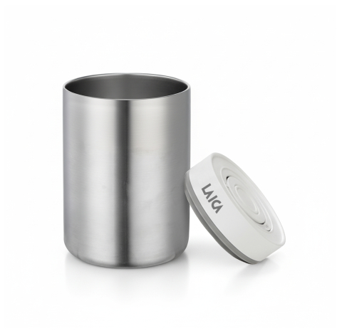 NOU: Borcan din inox cu vidare automată Laica VT3309, 0,8 L, păstrează prospețimea, textura și aroma intacte [1]