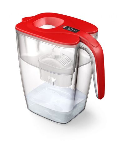 Cani filtrante de apa Laica - Cana filtranta de apa Laica BIG Milano Rosu, 3.7 litri, indicator electronic