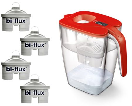 Cani filtrante de apa Laica - Cana filtranta de apa Laica BIG Milano Rosu, 3.7L, + 4 cartuse filtrante