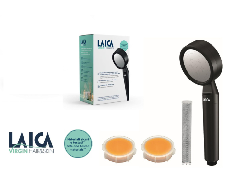 Cap de dus cu filtru - Cap de duș cu filtru LAICA Hair & Skin HI7001, filtare clor, efect SPA cu Vitamina C și aromă de lămâie
