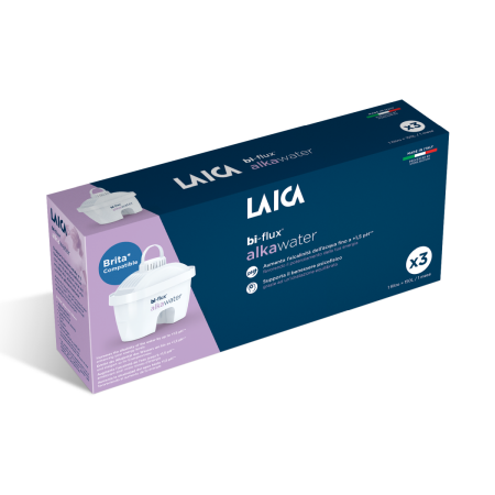 Filtre Bi-Flux - Cartuse filtrante Laica Alkawater, formula speciala, 3 buc/pachet, compatibil Brita