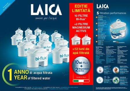 Filtre Bi-Flux - Pachet 10 cartuse filtrante Laica Bi-flux + 2 Magnesium Active