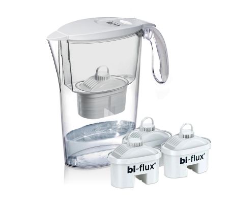 Cani filtrante de apa Laica - Pachet Cana filtranta de apa Laica Clear Line, 2.3 litri, Alb + 3 filtre Bi-flux