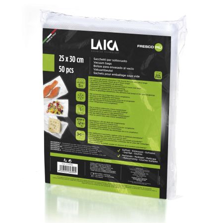 Pungi, role, caserole - Pungi pentru vidat alimente, 25x30 cm, Laica VT3510, 50 pungi