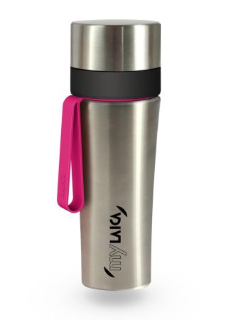 Filtrarea apei - Sticlă filtrantă Sport myLaica, Inox, 0,55 litri, portabilă, Roz, filtru Fast Disk