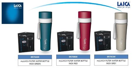 Sticlă filtrantă Sport myLaica, Inox, 0,55 litri, portabilă, Verde, filtru Fast Disk [1]