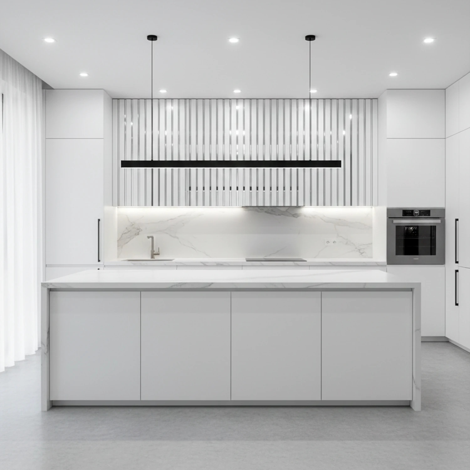 Riflaj Decorativ Alb cu Oglindă Argintie - Design Premium [6]