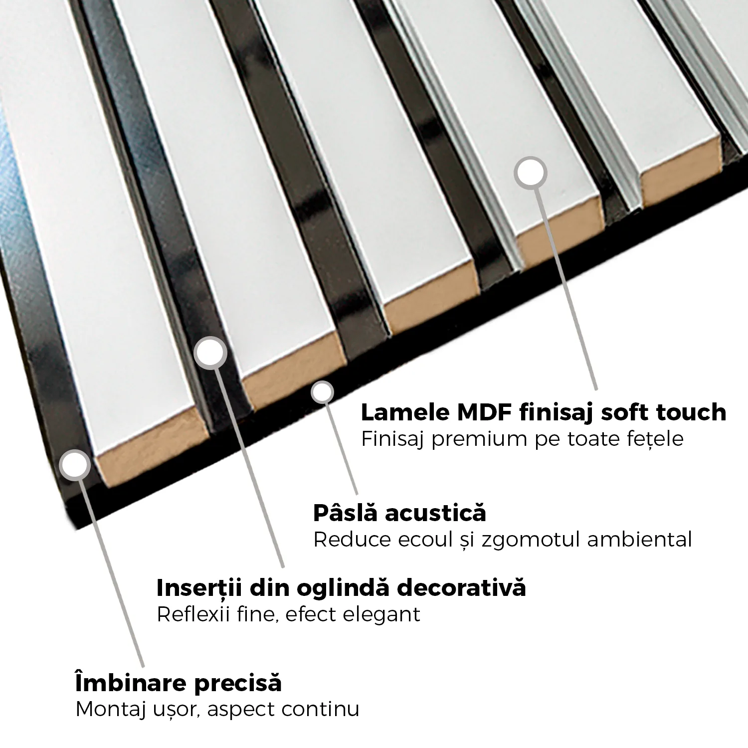 Riflaj Decorativ Alb cu Oglindă Argintie - Design Premium [3]