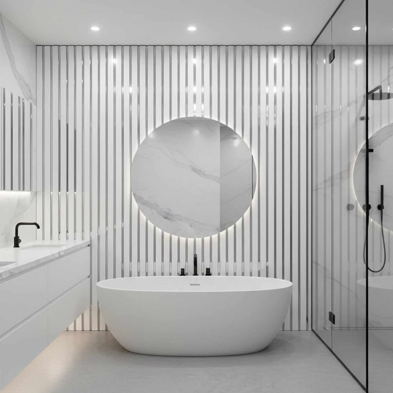 Riflaj Decorativ Alb cu Oglindă Argintie - Design Premium [5]