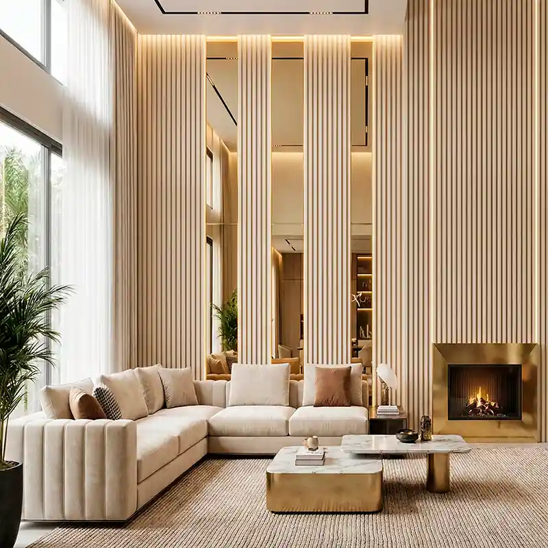 Riflaj MDF Crem cu 5 LED - 60x280cm [5]