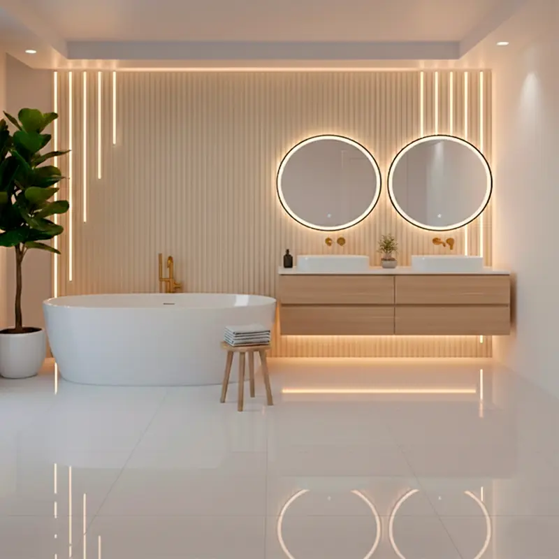 Riflaj MDF Crem cu 5 LED Cascada - 60x280cm [6]