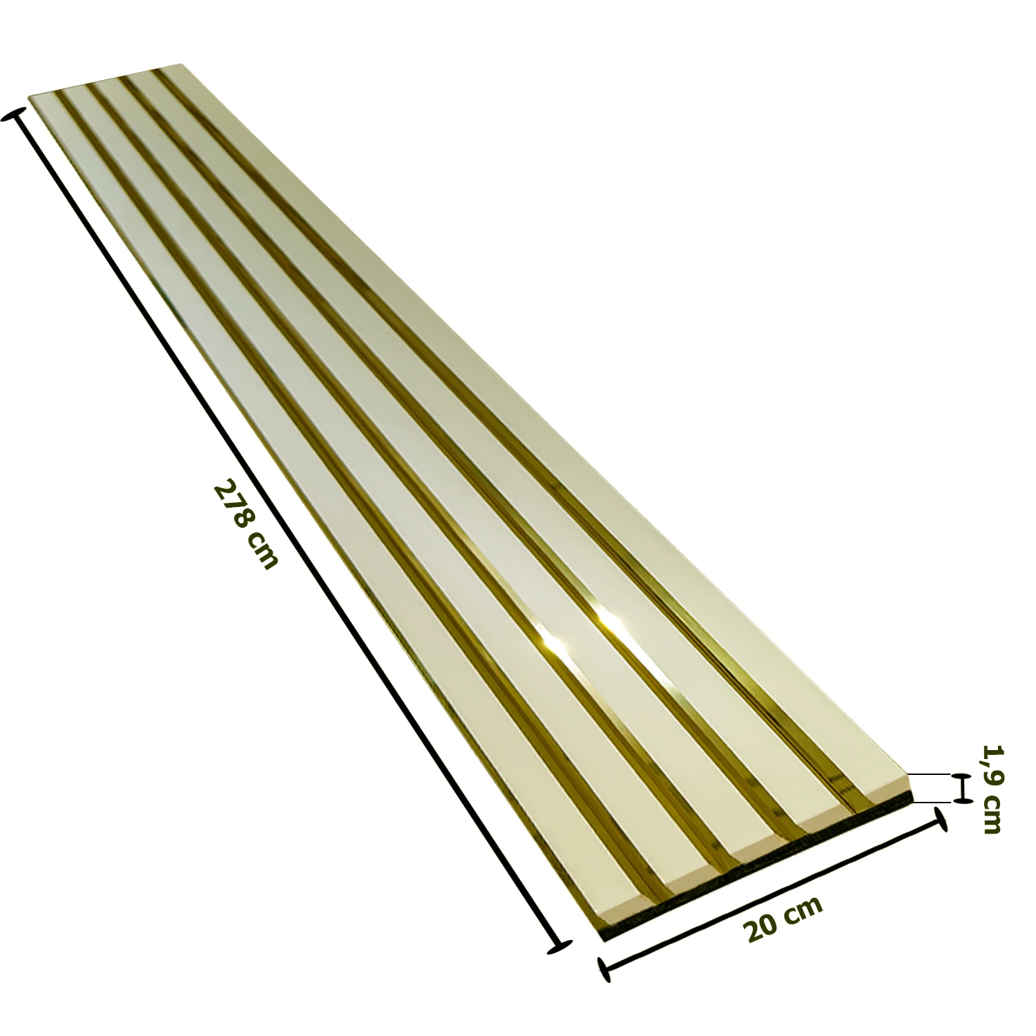 Riflaj Decorativ Crem cu Oglindă Aurie - Panou Premium 280 cm [2]