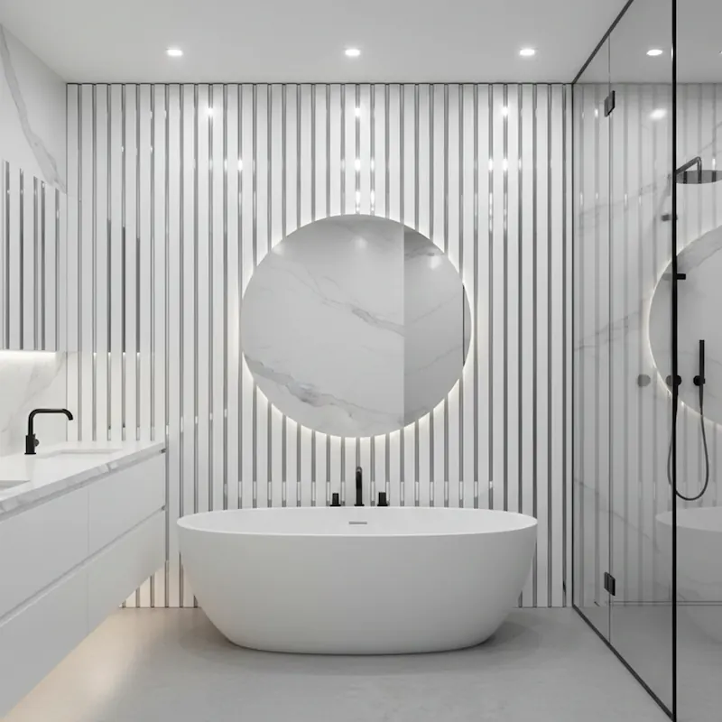 Riflaj Decorativ Alb cu Oglindă Argintie - Design Premium [2]