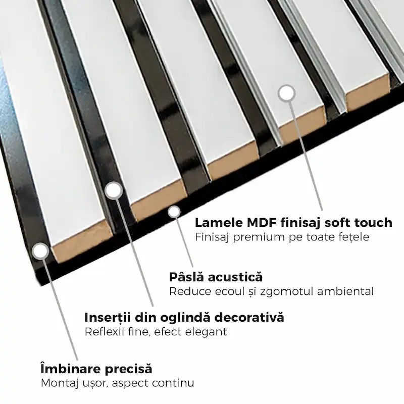 Riflaj Decorativ Alb cu Oglindă Argintie - Design Premium [3]